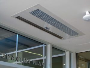 Berner's Architectural Recessed 12-16 Air Curtain over main entrance to UPMC.