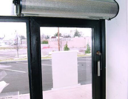Berner Drive Thru Unit 3 air curtain installed at fast food drive-thru window.