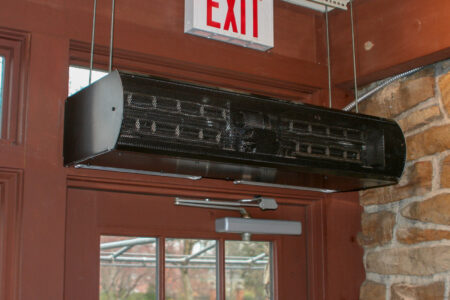 Berner's Architectural Low Profile 8 air curtain over Frick Museum Cafe entrance.