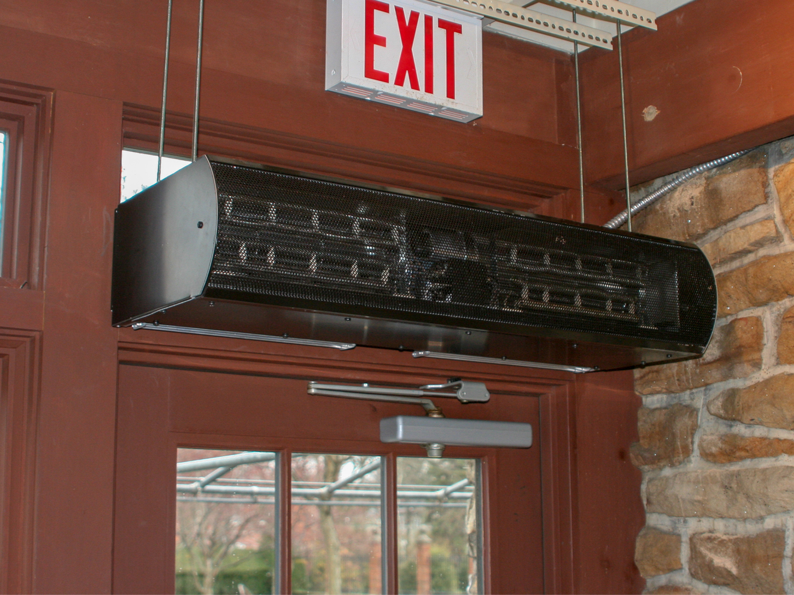 Berner's Architectural Low Profile 8 air curtain over Frick Museum Cafe entrance.