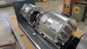 Berner Venturi Heater from inside an air curtain.