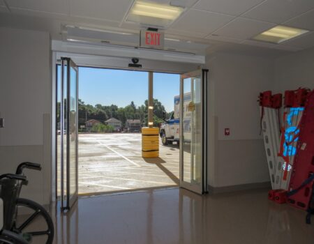 Berner's Architectural Recessed 12-16 Air Curtain over emergency room entrance.