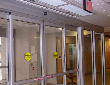 Berner's Architectural Recessed 12 air curtain over main hospital entrance.