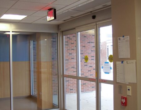 Berner's Architectural Recessed 12 air curtain over main hospital entrance.
