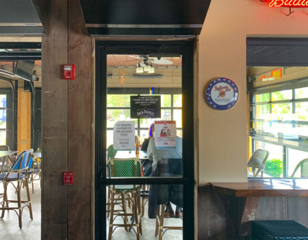 Berner's Architectural Elite 10 Air Curtain protecting restaurant service door.