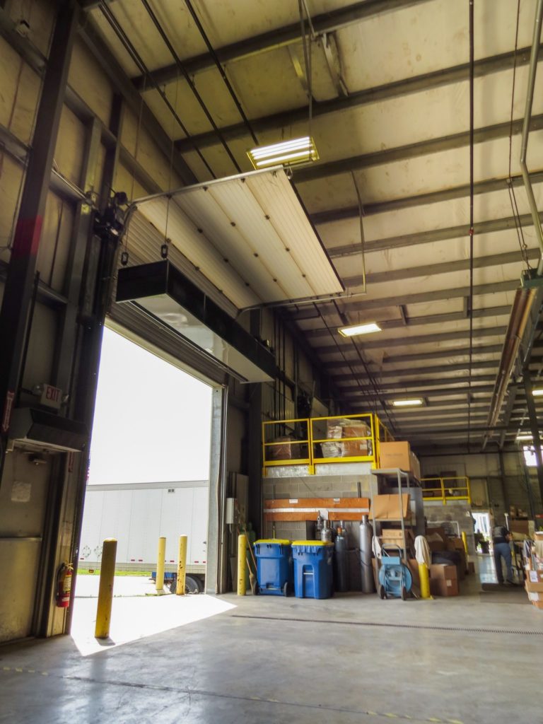 Berner's industrial belt drive 16-20 air curtain over loading dock door