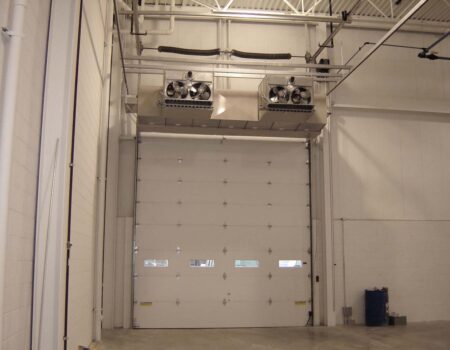 Berner's Industrial Direct Drive 16-20 Air Curtain over garage style door.