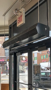 Berner's Commercial Low Profile 8 air curtain over starbucks main entrance for fly control.