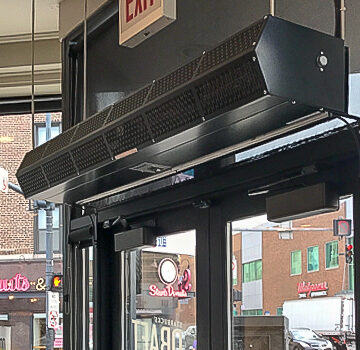 Berner's Commercial Low Profile 8 air curtain over starbucks main entrance for fly control.