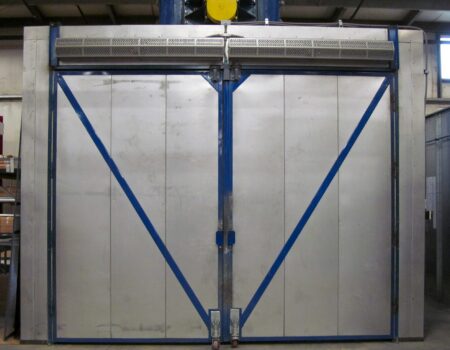 Berner's Sanitation Certified Low Profile 7 air curtain installed over paint oven entrance