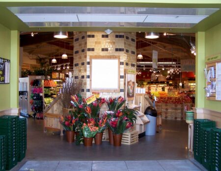 Berner Air Entrance System Air Curtain over entryway to Woodburn, MA Whole Foods grocery store