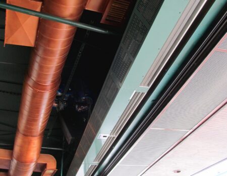 Berner Commercial High Performance 10 Air Curtain over French doors at Too-Ra-Loo pub.