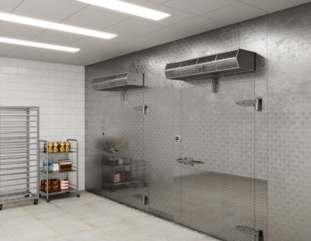 Berner's Commercial Low Profile 8 air curtain over walk-in cooler.