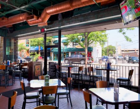 Berner Commercial High Performance 10 Air Curtain over main entrance of Too Ra Loo Pub.