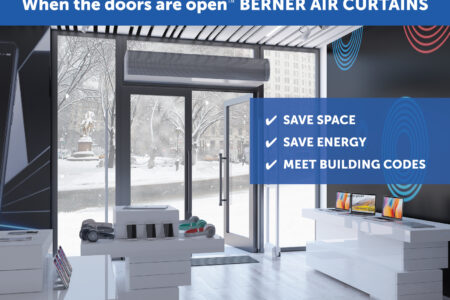 When the doors are open, Berner Air Curtains instead of vestibule.