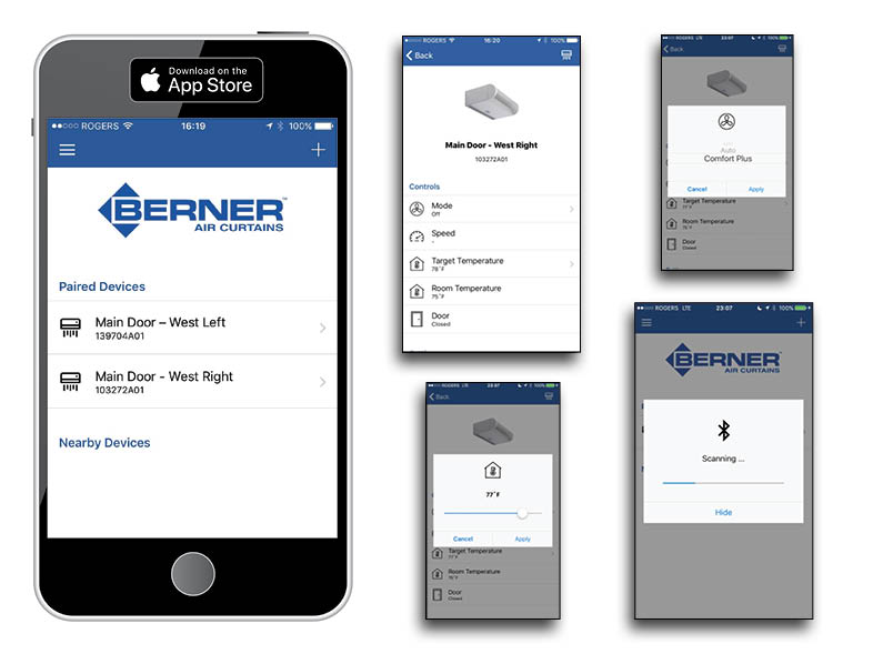 Berner Air Curtain App for iphone & android