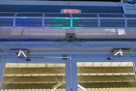 Berner Air Curtain over front entrance of indoor area at Charleston Fun Park