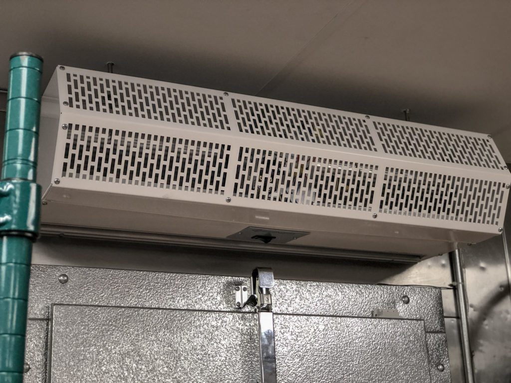 Berner Commercial Low Profile 8 Air Curtain over Burger King Walk-in Cooler