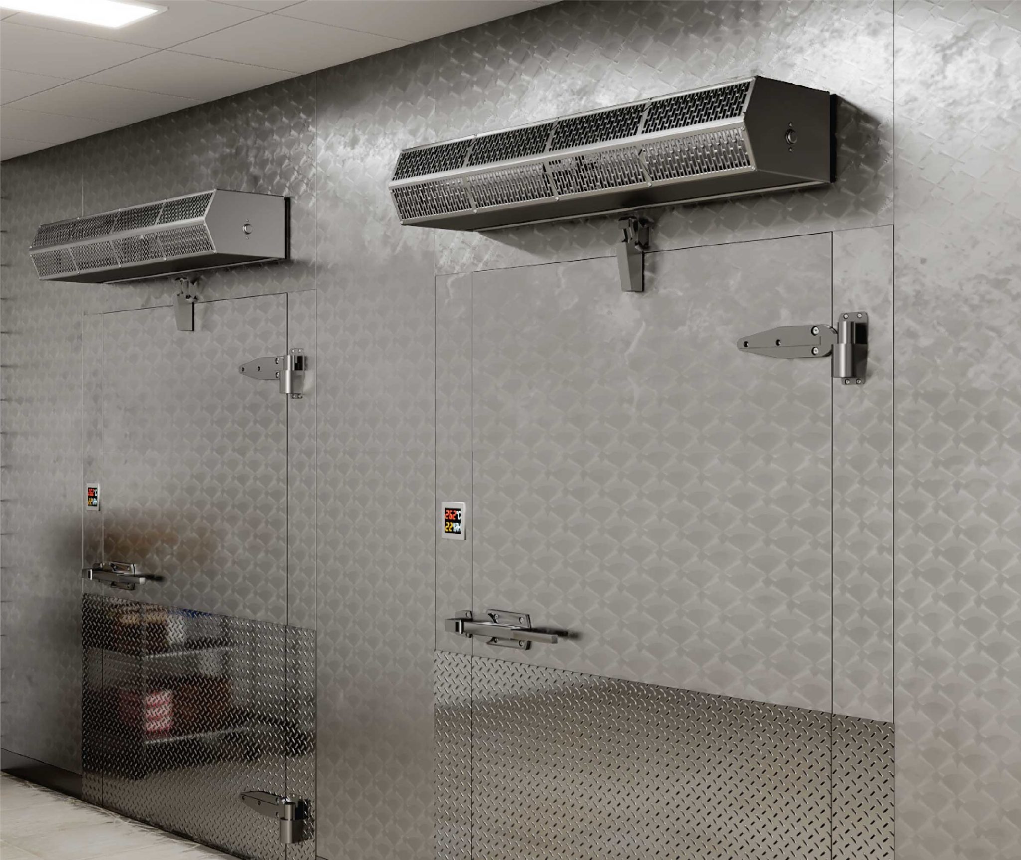 Berner air curtain over cafeteria walk-in cooler.