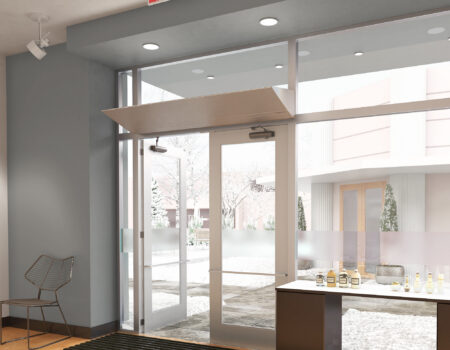 Berner Architectural Elite 8 air curtain over boutique entrance.