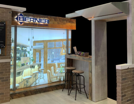 Berner's architectural elite 8 air curtain mounted at ASHRAE tradeshow.