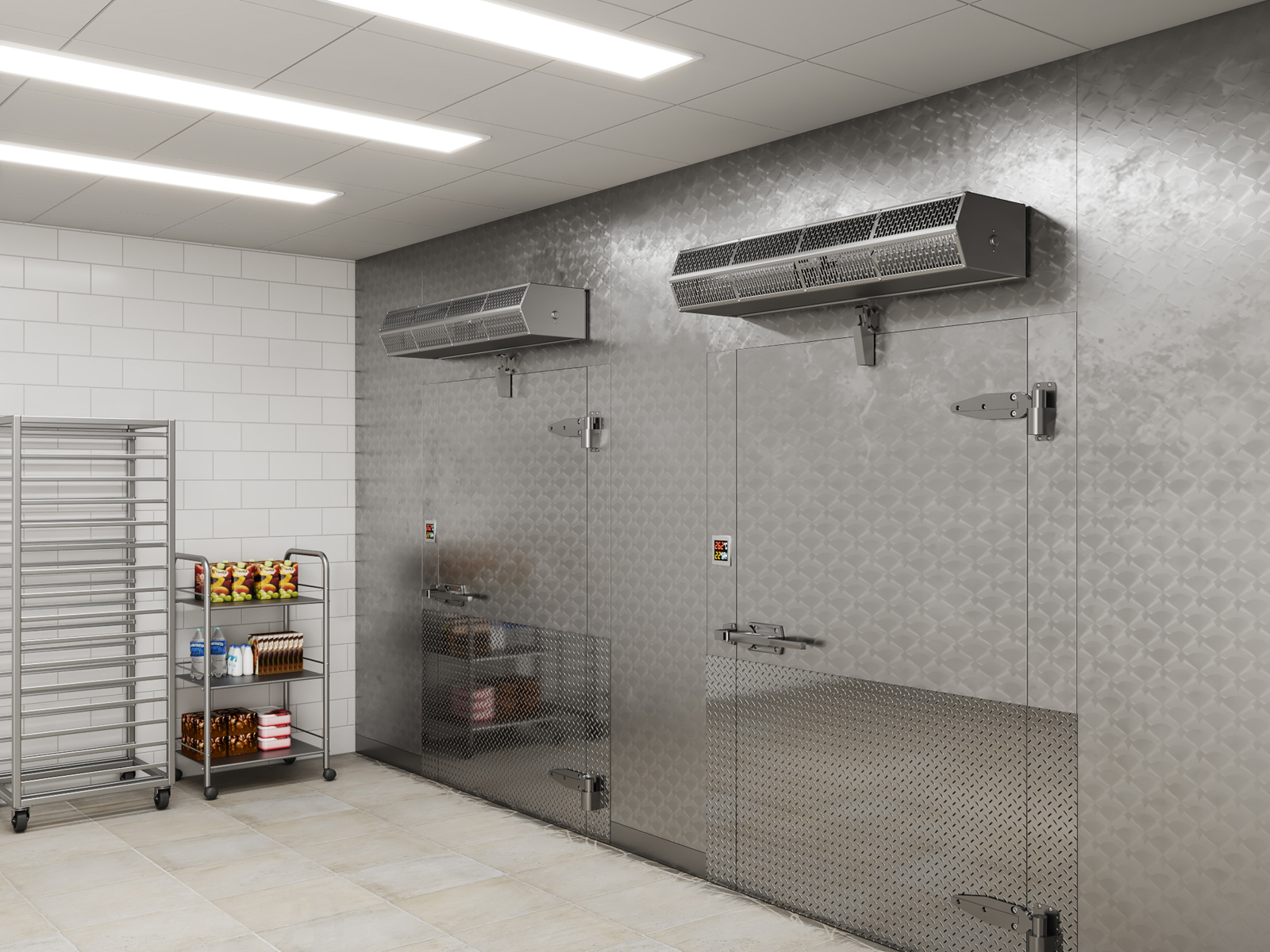 Berner's Commercial Low Profile 8 air curtain over a walk-in cooler.