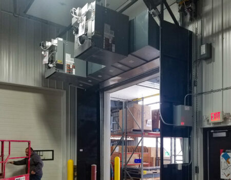 Berner's Industrial Direct Drive 14 air curtain with indirect gas heat.