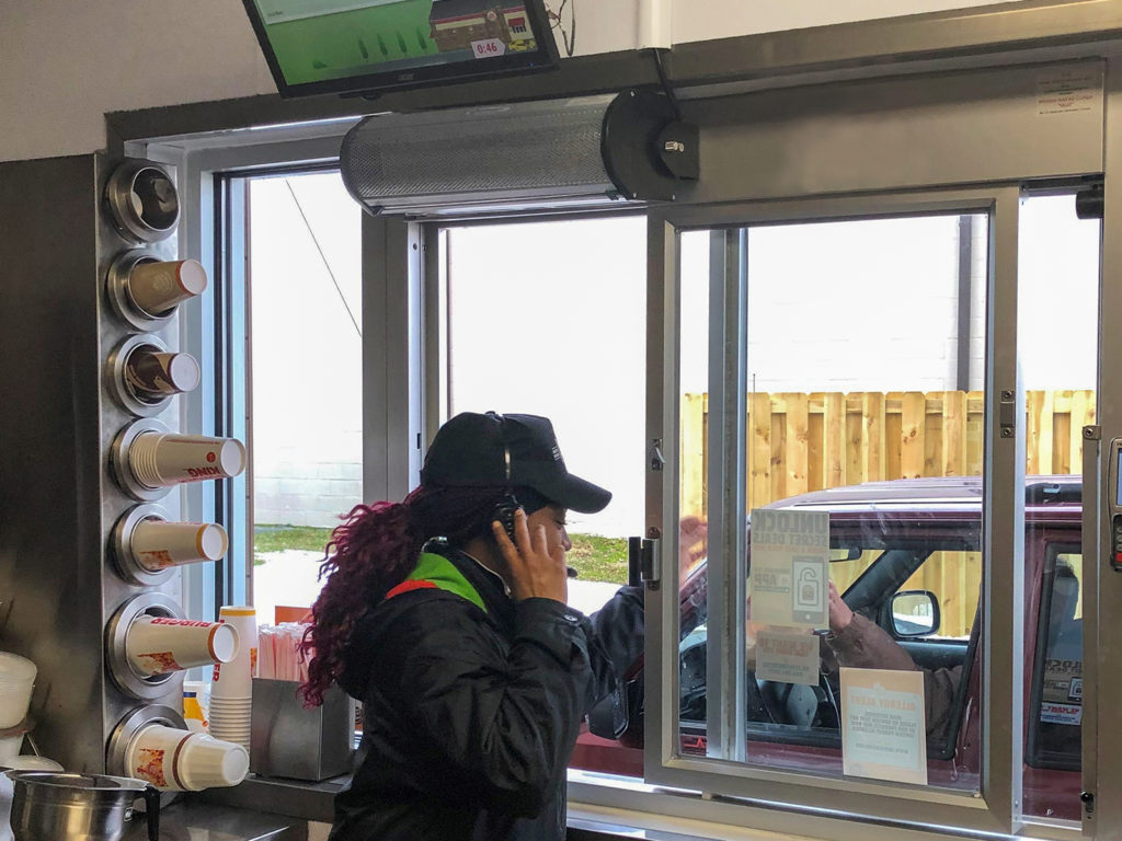 Berner's Drive-Thru air curtain over Burger King drive-thru window.