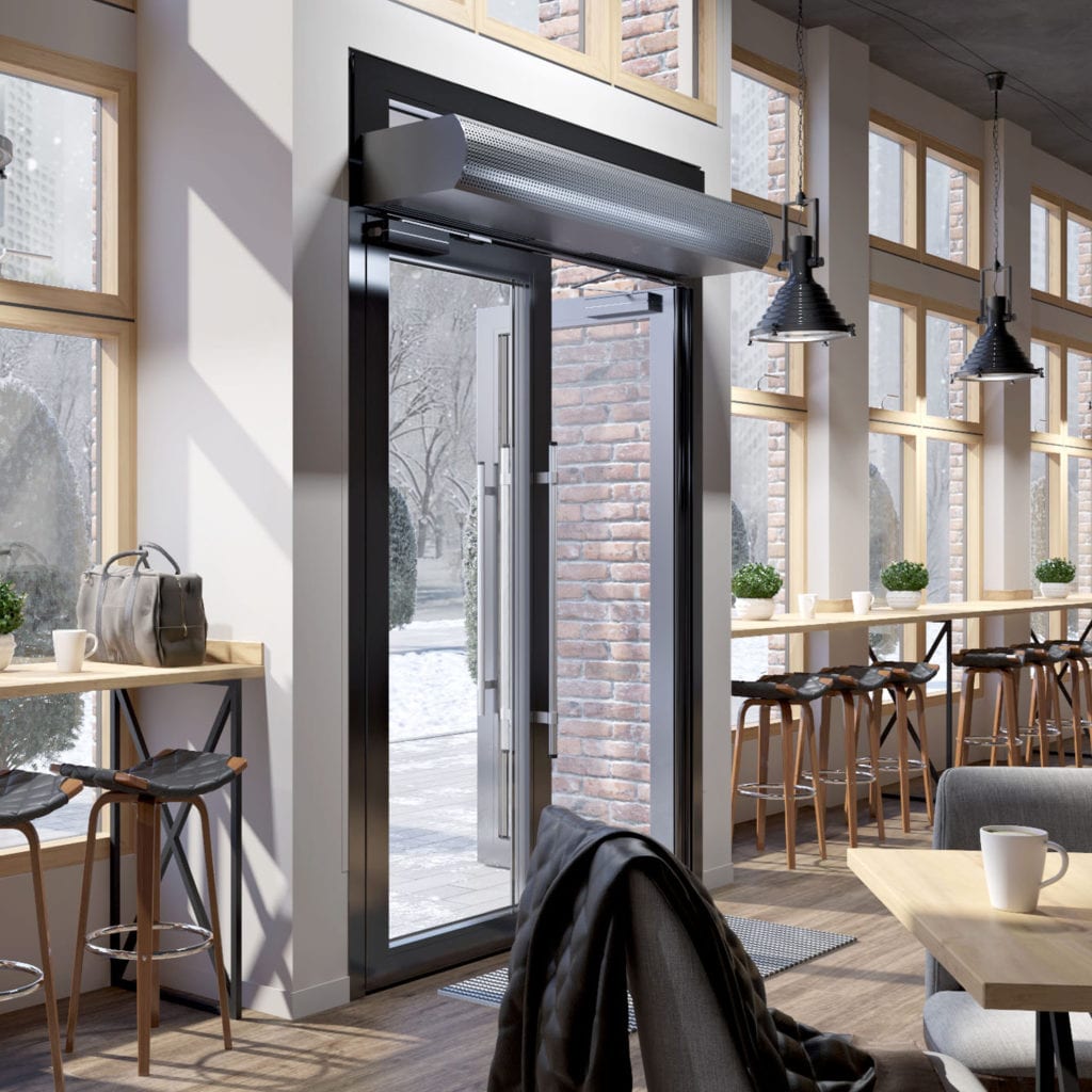 berner architectural low profile air curtain in fast casual restaurant
