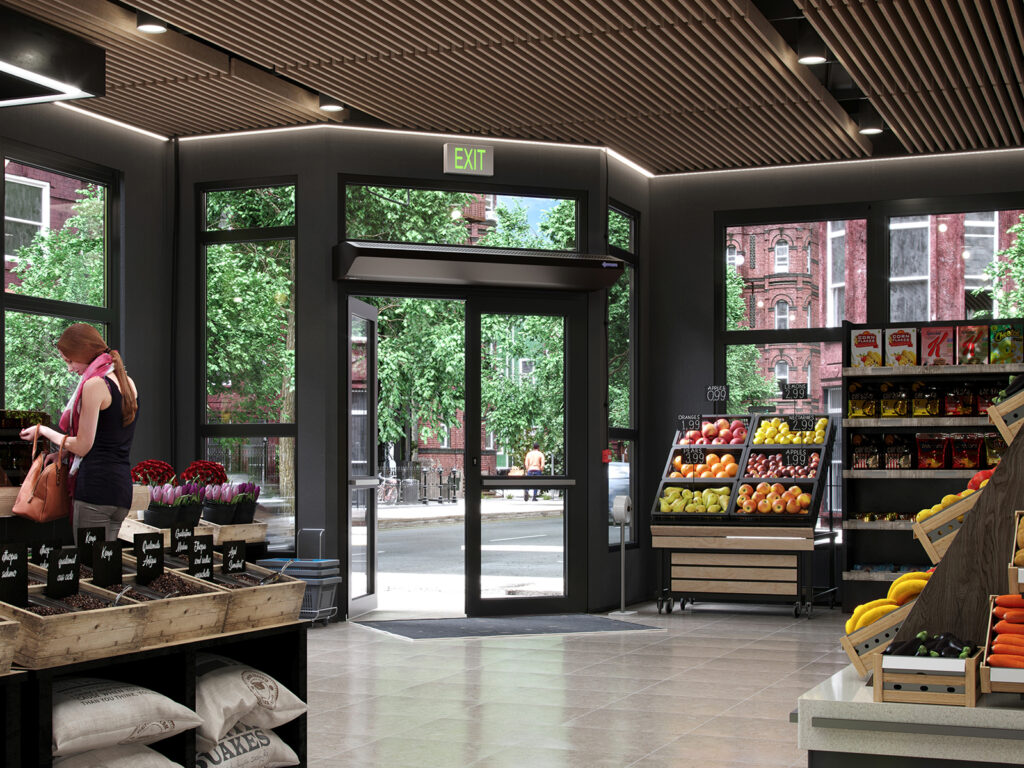 Berner's Architectural Contour 8 air curtain grocery store entrance