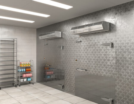 Berner's Commercial Low Profile 8 air curtain over a walk-in cooler.